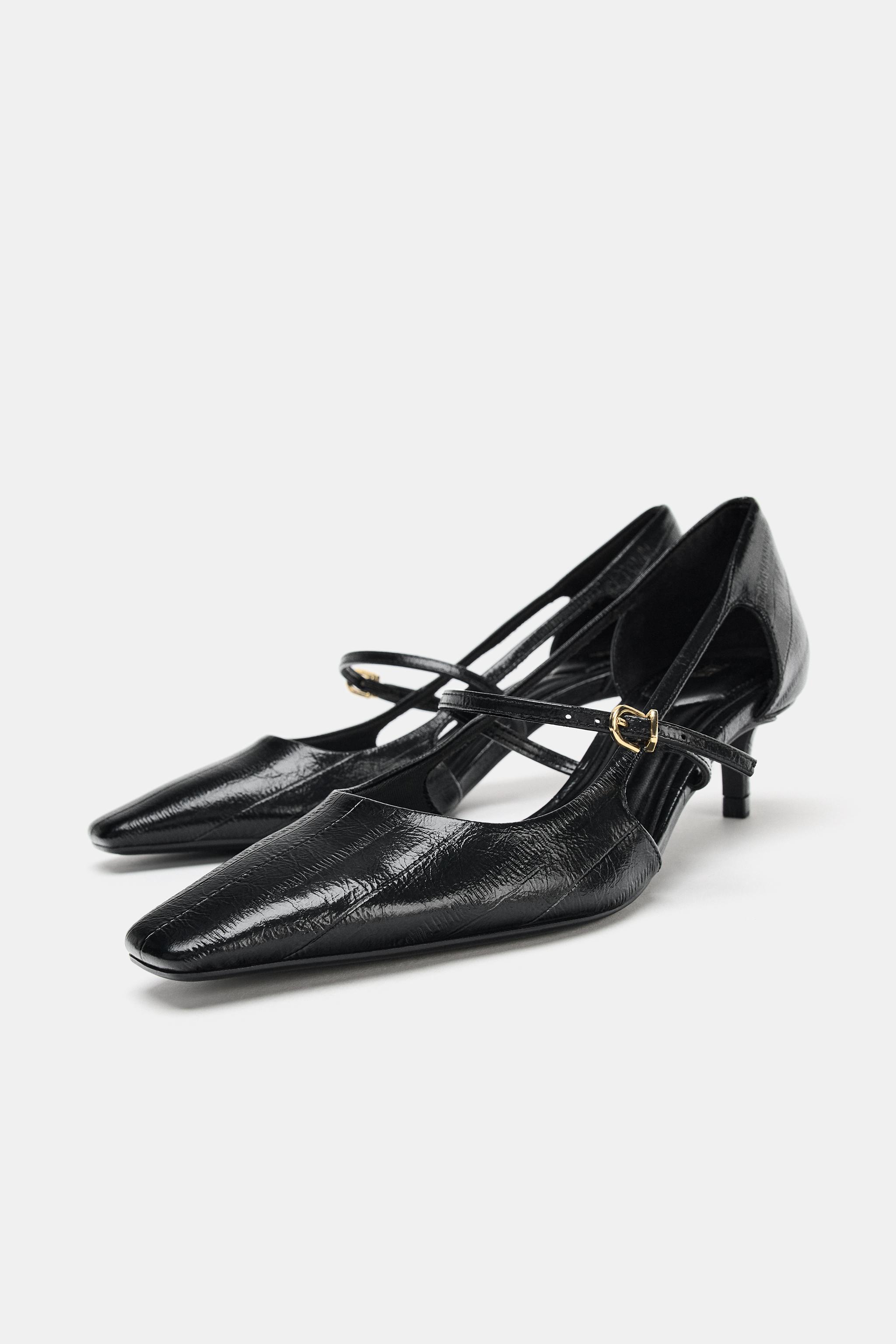 EMBOSSED MID-HEIGHT HEELS WITH SIDE CUTOUTS